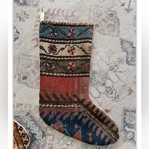 Frances Loom holiday stocking made from vintage rugs